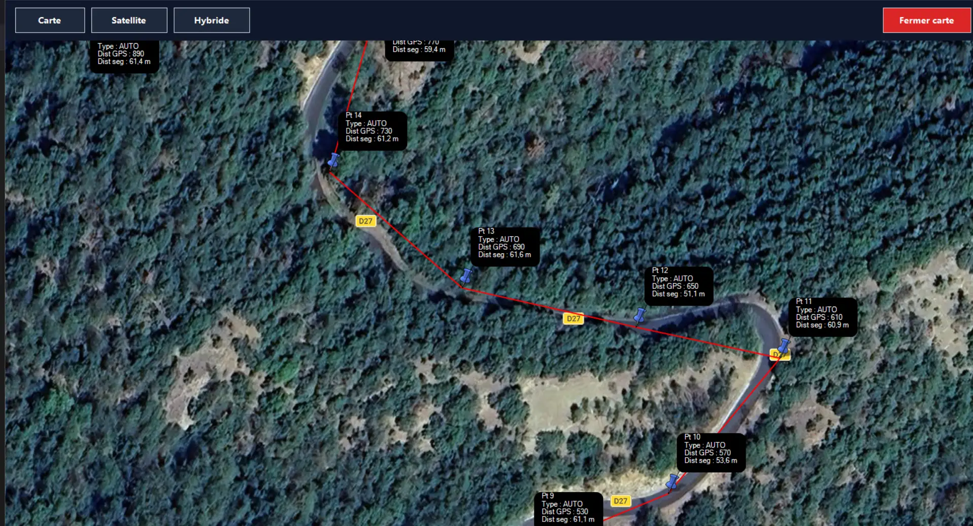 Logiciel PC AVERA — vue satellite